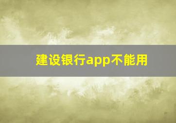 建设银行app不能用