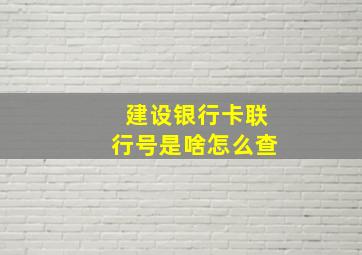 建设银行卡联行号是啥怎么查