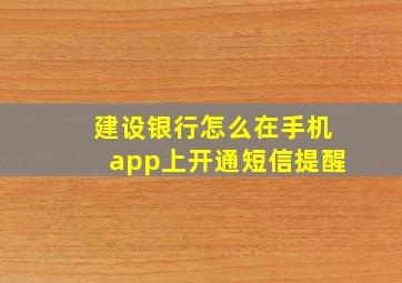 建设银行怎么在手机app上开通短信提醒