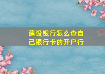 建设银行怎么查自己银行卡的开户行