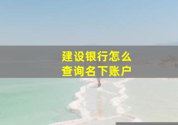 建设银行怎么查询名下账户