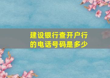 建设银行查开户行的电话号码是多少