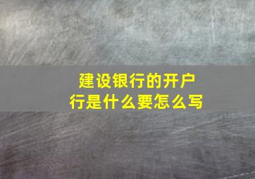 建设银行的开户行是什么要怎么写