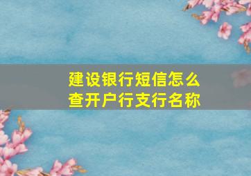 建设银行短信怎么查开户行支行名称