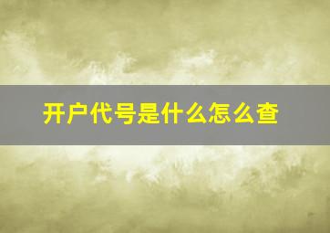 开户代号是什么怎么查