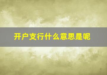 开户支行什么意思是呢