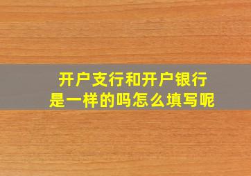 开户支行和开户银行是一样的吗怎么填写呢