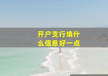 开户支行填什么信息好一点