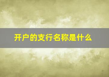 开户的支行名称是什么