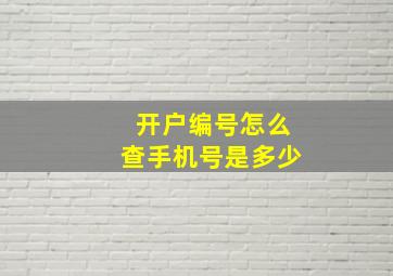 开户编号怎么查手机号是多少