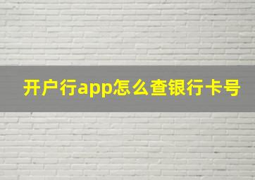 开户行app怎么查银行卡号