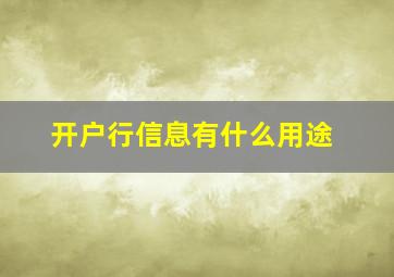 开户行信息有什么用途