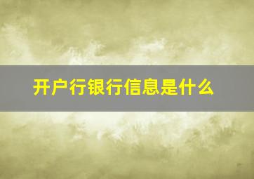 开户行银行信息是什么