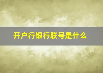 开户行银行联号是什么