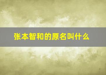 张本智和的原名叫什么