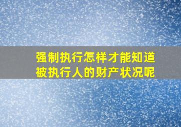 强制执行怎样才能知道被执行人的财产状况呢