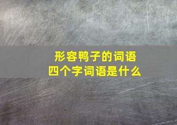 形容鸭子的词语四个字词语是什么