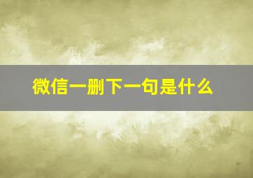 微信一删下一句是什么