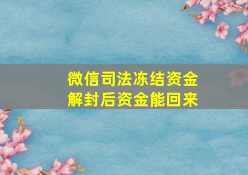 微信司法冻结资金解封后资金能回来