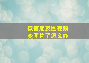 微信朋友圈视频变图片了怎么办