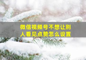 微信视频号不想让别人看见点赞怎么设置