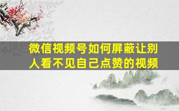 微信视频号如何屏蔽让别人看不见自己点赞的视频