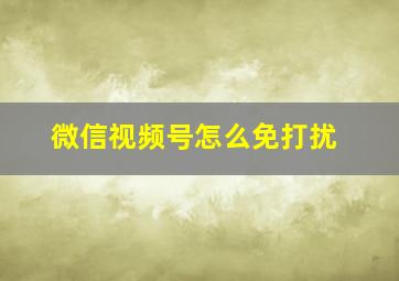 微信视频号怎么免打扰