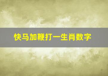 快马加鞭打一生肖数字