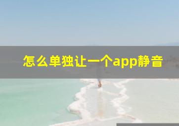 怎么单独让一个app静音