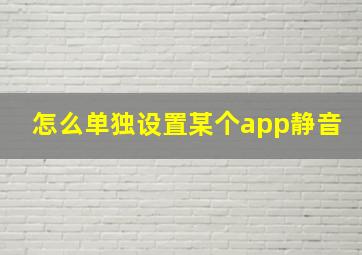 怎么单独设置某个app静音