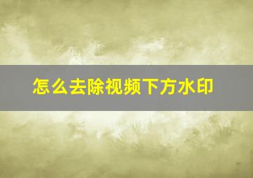 怎么去除视频下方水印