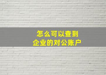 怎么可以查到企业的对公账户