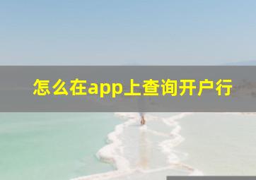 怎么在app上查询开户行