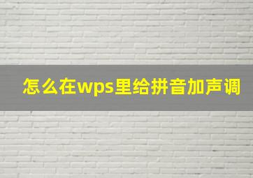 怎么在wps里给拼音加声调