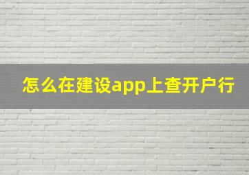 怎么在建设app上查开户行