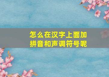 怎么在汉字上面加拼音和声调符号呢