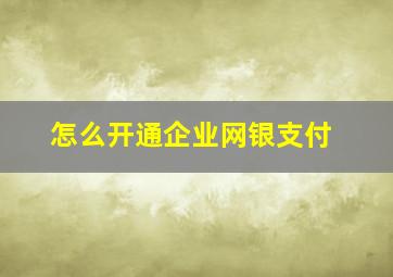 怎么开通企业网银支付