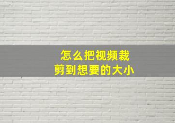 怎么把视频裁剪到想要的大小