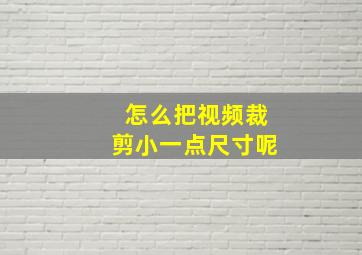 怎么把视频裁剪小一点尺寸呢