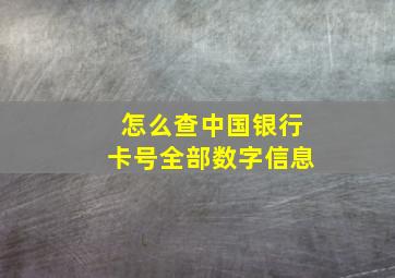 怎么查中国银行卡号全部数字信息