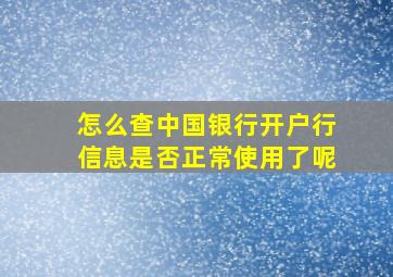 怎么查中国银行开户行信息是否正常使用了呢