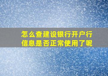 怎么查建设银行开户行信息是否正常使用了呢