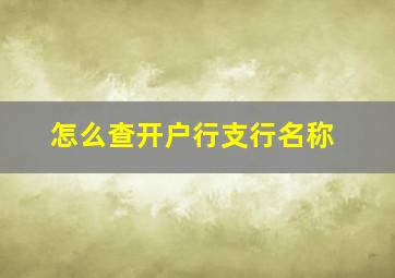 怎么查开户行支行名称