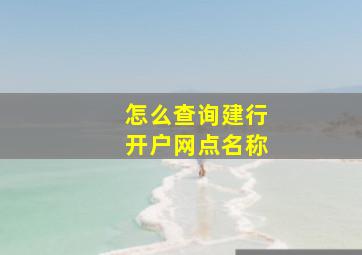 怎么查询建行开户网点名称