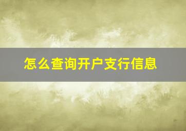 怎么查询开户支行信息