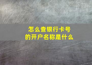 怎么查银行卡号的开户名称是什么