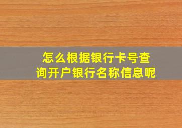 怎么根据银行卡号查询开户银行名称信息呢