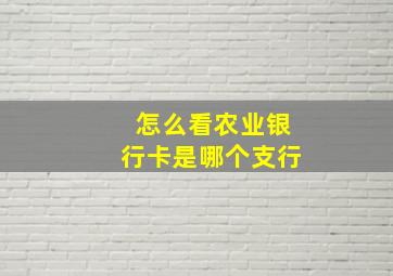 怎么看农业银行卡是哪个支行