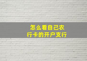 怎么看自己农行卡的开户支行