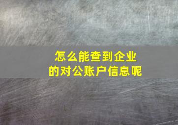 怎么能查到企业的对公账户信息呢